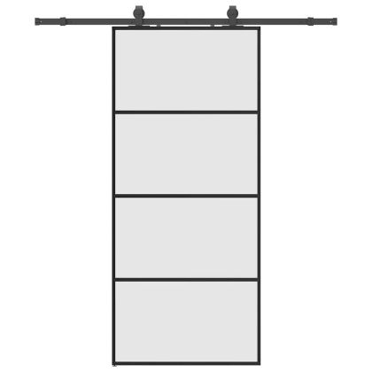 Плъзгаща се врата с обков черна 90x205 см ESG стъкло