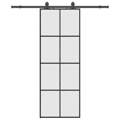 Плъзгаща се врата с обков черна 76x205 см ESG стъкло