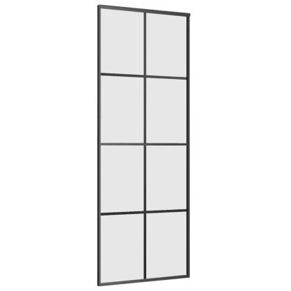 Плъзгаща се врата с обков черна 76x205 см ESG стъкло