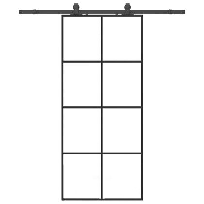 Плъзгаща се врата с обков черна 90x205 см ESG стъкло