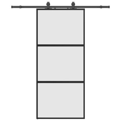 Плъзгаща се врата с комплект обков Черно 90x205 cm