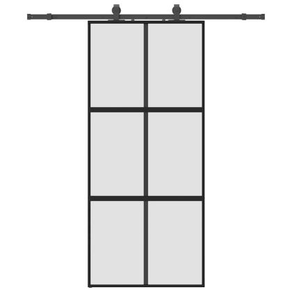 Плъзгаща се врата с комплект обков Черно 90x205 cm