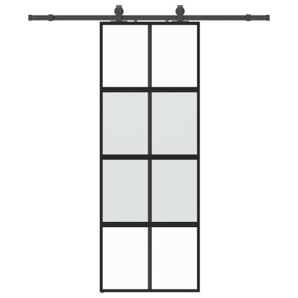 Плъзгаща се врата с комплект обков Черно 76x205 cm