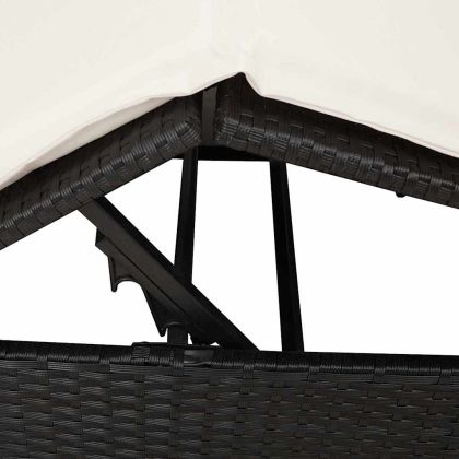 Двуетажно шезлонг с покрив Черно 205 x 129 x 200 см PE ратан