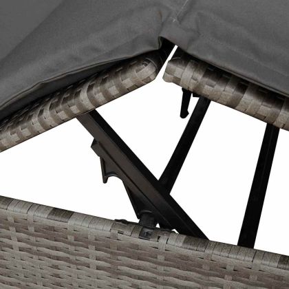 Двуетажно шезлонг с покрив Сив 205 x 129 x 200 см PE ратан