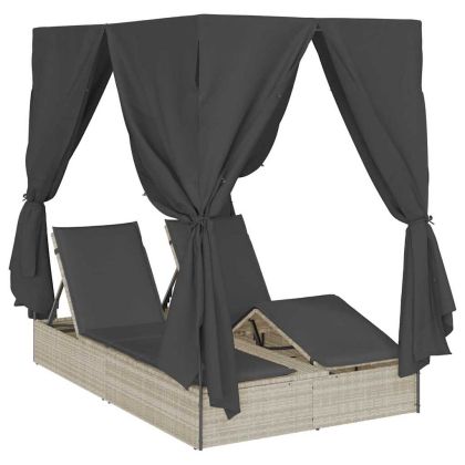 Двуетажно шезлонг с покрив Светлосиво 205 x 129 x 200 см