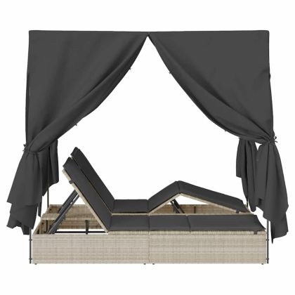 Двуетажно шезлонг с покрив Светлосиво 205 x 129 x 200 см