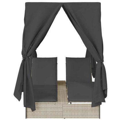 Двуетажно шезлонг с покрив Светлосиво 205 x 129 x 200 см