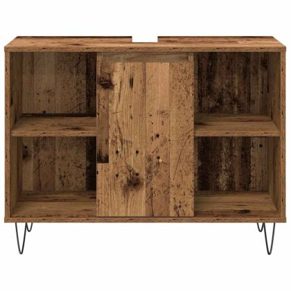 Комплект мебели за баня 3 pcs Старо дърво Инженерно дърво