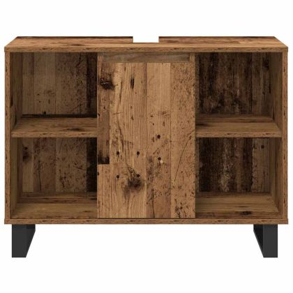 Комплект мебели за баня с рафт 3 pcs Кафяво Инженерно дърво