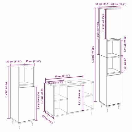 Комплект мебели за баня с рафт 3 pcs Дъб Инженерно дърво