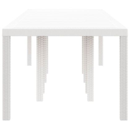 Градинска маса за хранене Бяло 300 x 100 x 73 см полиратан