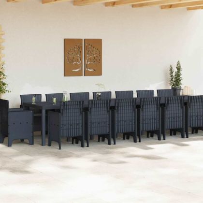 Градински комплект за хранене с възглавници 17 pcs Антрацит ПП