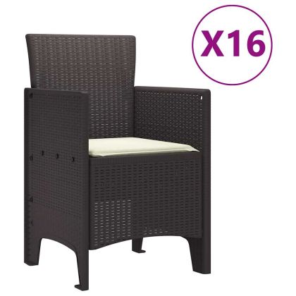 Градински комплект за хранене с възглавници 17 pcs Кафяво ПП