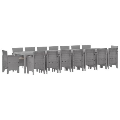 Градински комплект за хранене с възглавници 17 pcs Светлосиво