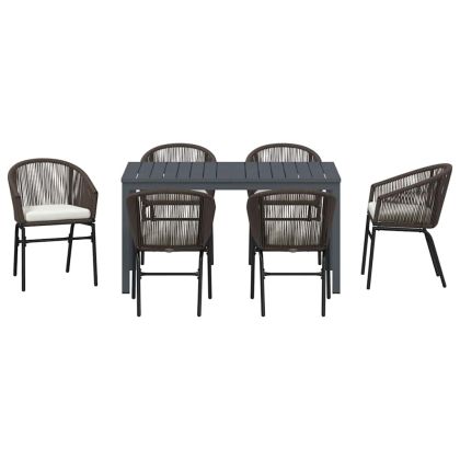 Комплект за хранене в градината 7 pcs Кафяво Полиратан