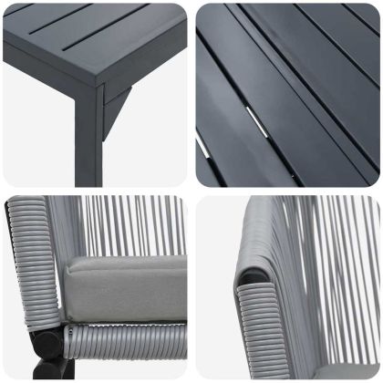 Комплект за хранене в градината 9 pcs Сив полиратан