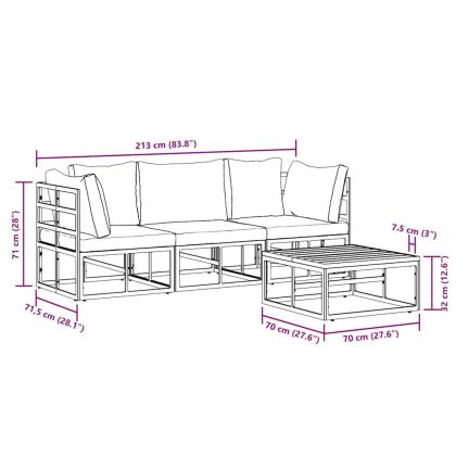 Градински Софа Комплект 4 pcs Черно Метал