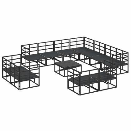 Градински Софа Комплект с възглавница 12 pcs Черен Алуминий