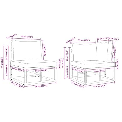 Градински Софа Комплект с възглавница 13 pcs Черен Алуминий