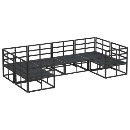 Градински Софа Комплект 6 pcs Черно Алуминий