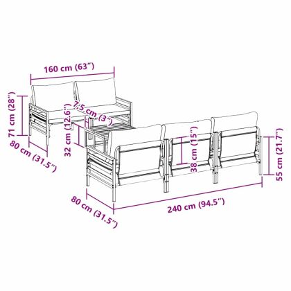 Градински Софа Комплект 6 pcs Антрацит Стомана & текстил