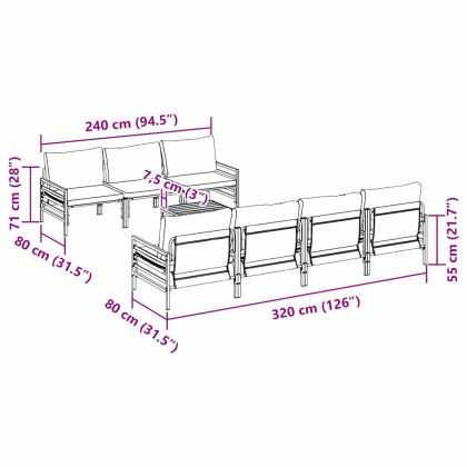 Градински Софа Комплект 8 pcs Антрацит Стомана & Плат