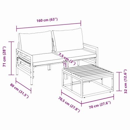 Градински Софа Комплект Антрацит Стомана