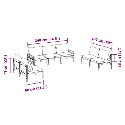 Градински Софа Комплект Антрацит Стомана