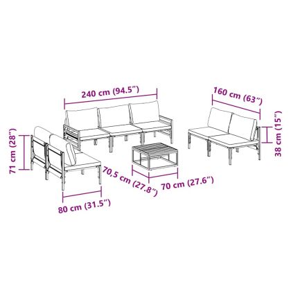 Градински Софа Комплект 8 pcs Антрацит Стомана