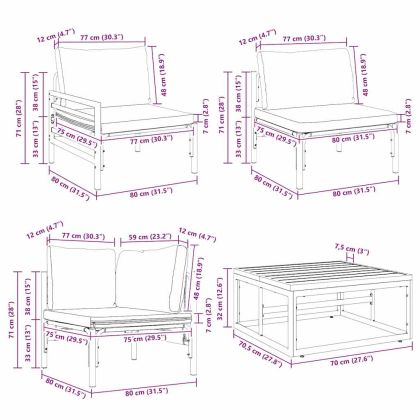 Градински Софа Комплект с възглавница Антрацит Стомана