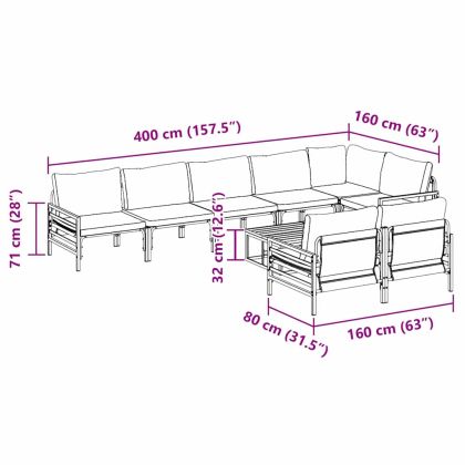 Градински Софа Комплект Антрацит Стомана