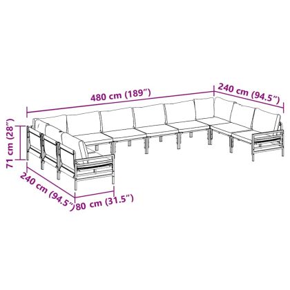 Градински Софа Комплект Антрацит Стомана