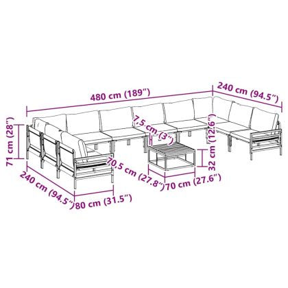 Градински Софа Комплект Антрацит Стомана