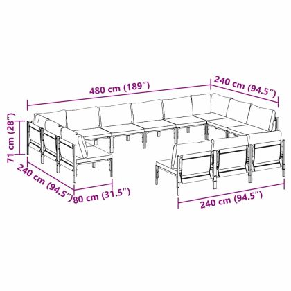Градински Софа Комплект Антрацит Стомана