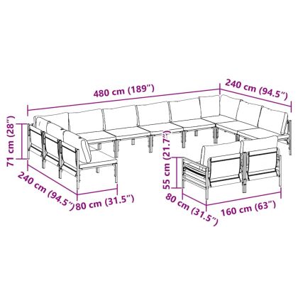 Градински Софа Комплект Антрацит Стомана