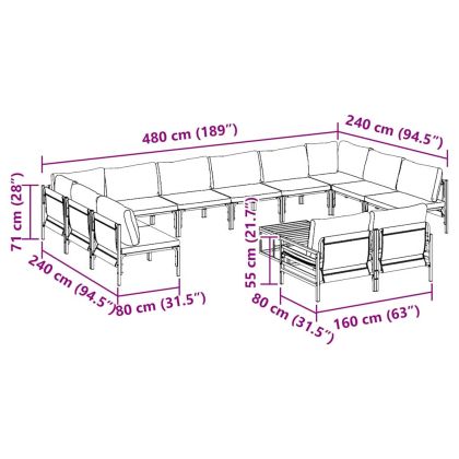 Градински Софа Комплект Антрацит Стомана