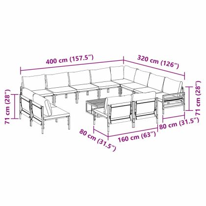 Градински Софа Комплект Антрацит Стомана