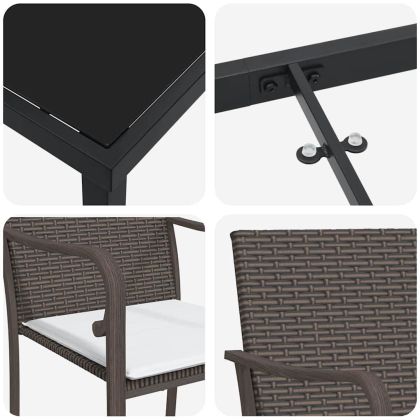 Комплект за хранене в градината 3 pcs Кафяво Полиратан