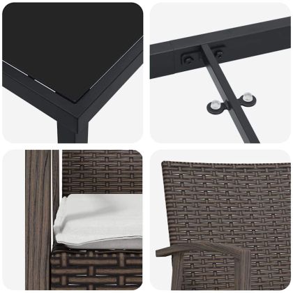 Комплект за хранене в градината 7 pcs Кафяво Полиратан