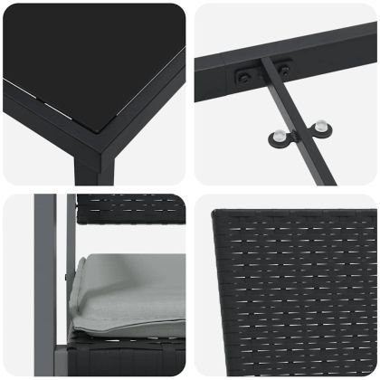 Комплект за хранене в градината 5 pcs Черно Полиратан