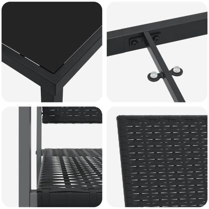 Комплект за хранене в градината 7 pcs Черно Полиратан