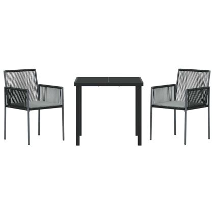 Комплект за хранене в градината 3 pcs Черно Полиратан