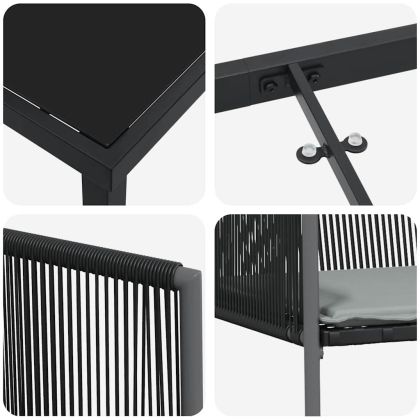 Комплект за хранене в градината 3 pcs Черно Полиратан