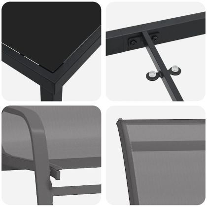 Комплект за хранене в градината 7 pcs Сив Текстилен и стомана