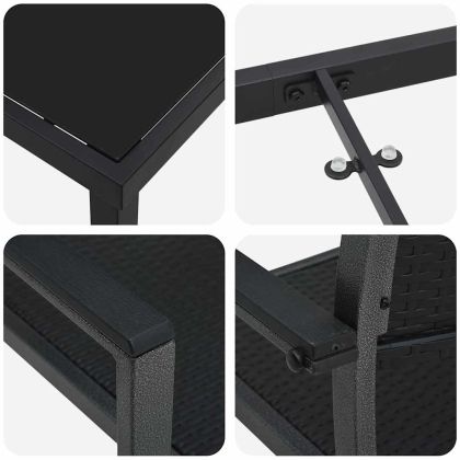 Комплект за хранене в градината 7 pcs Черно Полиратан