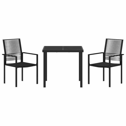 Комплект за хранене в градината 3 pcs Черно PVC ратан