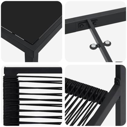 Комплект за хранене в градината 5 pcs Черно PVC ратан