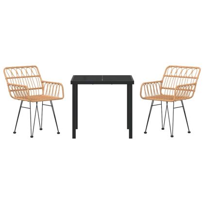 Комплект за хранене в градината 3 pcs Кафяво Полиратан