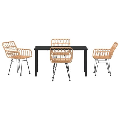 Комплект за хранене в градината 5 pcs Кафяво Полиратан